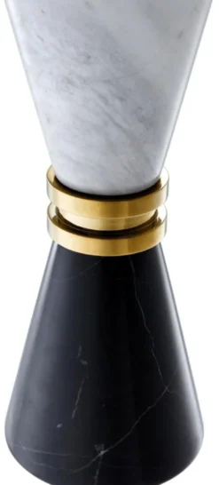 Casa Padrino Luxus Marmor Kerzenhalter Schwarz / Weiß / Gold Ø 11 x H. 28 cm - Hotel & Restaurant Deko Accessoires