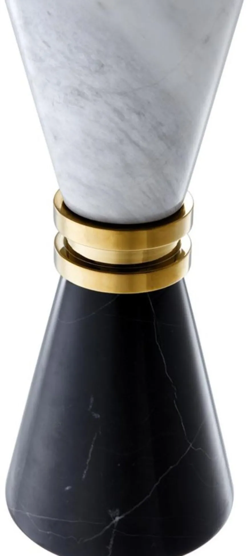 Casa Padrino Luxus Marmor Kerzenhalter Schwarz / Weiß / Gold Ø 11 x H. 28 cm - Hotel & Restaurant Deko Accessoires