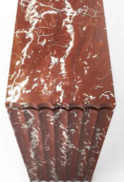 Casa Padrino Luxus Marmor Konsole Rot / Messingfarben 180 x 40 x H. 90 cm - Edler Konsolentisch mit hochwertigem handgeschliffenen Rosso Francia Marmor - Luxus Hotel Möbel