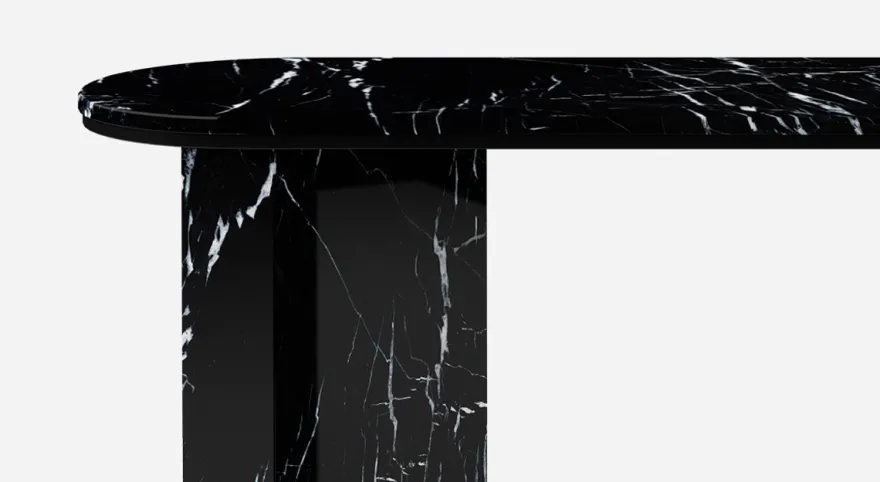 Casa Padrino Luxus Marmor Konsole Schwarz 150 x 45 x H. 90 cm - Moderner Konsolentisch aus hochwertigem Marmor - Luxus Möbel