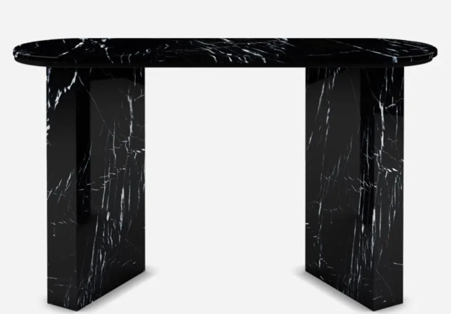 Casa Padrino Luxus Marmor Konsole Schwarz 150 x 45 x H. 90 cm - Moderner Konsolentisch aus hochwertigem Marmor - Luxus Möbel