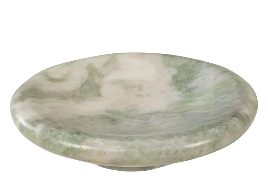 Casa Padrino Luxus Marmor Schale Grün 30 x 30 x H. 8,5 cm - Große runde Schale mit sanft gerundeter Wandung aus hochwertigem Indian Green Onyx - Luxus Deko Accessoires