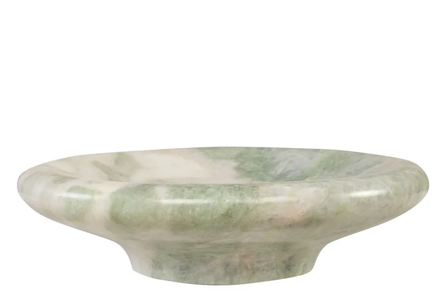 Casa Padrino Luxus Marmor Schale Grün 30 x 30 x H. 8,5 cm - Große runde Schale mit sanft gerundeter Wandung aus hochwertigem Indian Green Onyx - Luxus Deko Accessoires
