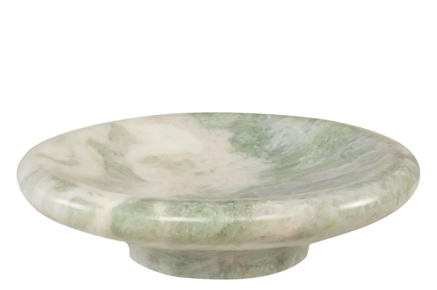 Casa Padrino Luxus Marmor Schale Grün 30 x 30 x H. 8,5 cm - Große runde Schale mit sanft gerundeter Wandung aus hochwertigem Indian Green Onyx - Luxus Deko Accessoires