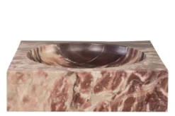Casa Padrino Luxus Marmor Schale Rosa 28,5 x 28,5 x H. 7,5 cm - Runde Deko Schale aus hochwertigem Rosalia Pink Marmor - Luxus Deko Accessoires