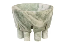 Casa Padrino Luxus Marmor Schale Grün 20 x 20 x H. 15,5 cm - Schale auf säulenförmigem Fuß aus hochwertigem Indian Green Onyx - Luxus Deko Accessoires