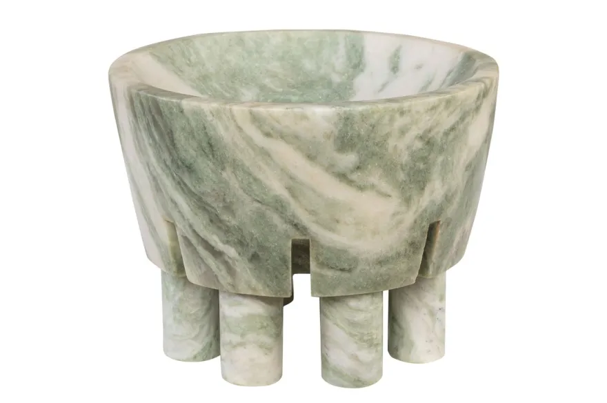 Casa Padrino Luxus Marmor Schale Grün 20 x 20 x H. 15,5 cm - Schale auf säulenförmigem Fuß aus hochwertigem Indian Green Onyx - Luxus Deko Accessoires