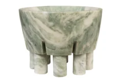 Casa Padrino Luxus Marmor Schale Grün 20 x 20 x H. 15,5 cm - Schale auf säulenförmigem Fuß aus hochwertigem Indian Green Onyx - Luxus Deko Accessoires