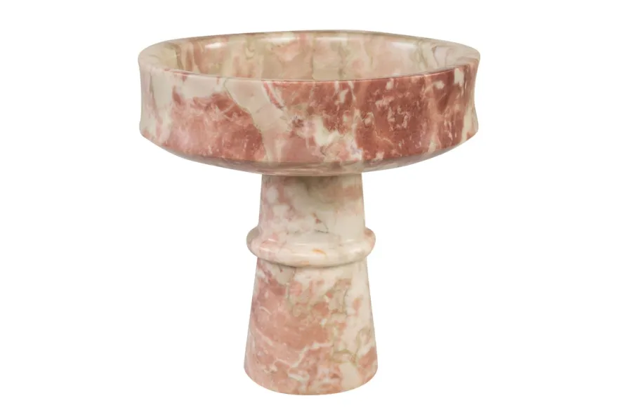 Casa Padrino Luxus Marmor Schale Rosa 20 x 20 x H. 20 cm - Kelchförmige Schale auf rundem Fuß aus hochwertigem Rosalia Pink Marmor - Luxus Deko Accessoires
