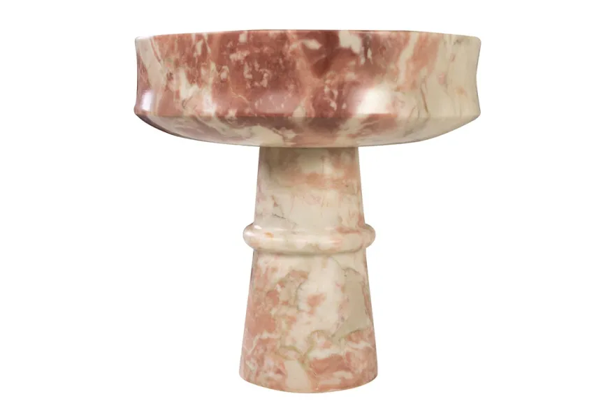 Casa Padrino Luxus Marmor Schale Rosa 20 x 20 x H. 20 cm - Kelchförmige Schale auf rundem Fuß aus hochwertigem Rosalia Pink Marmor - Luxus Deko Accessoires