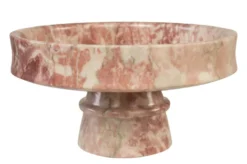 Casa Padrino Luxus Marmor Schale Rosa 30 x 30 x H. 15 cm - Weit geöffnete Schale auf rundem Fuß aus hochwertigem Rosalia Pink Marmor - Luxus Deko Accessoires
