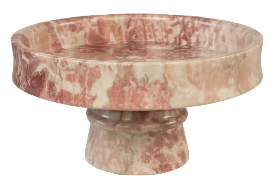 Casa Padrino Luxus Marmor Schale Rosa 30 x 30 x H. 15 cm - Weit geöffnete Schale auf rundem Fuß aus hochwertigem Rosalia Pink Marmor - Luxus Deko Accessoires
