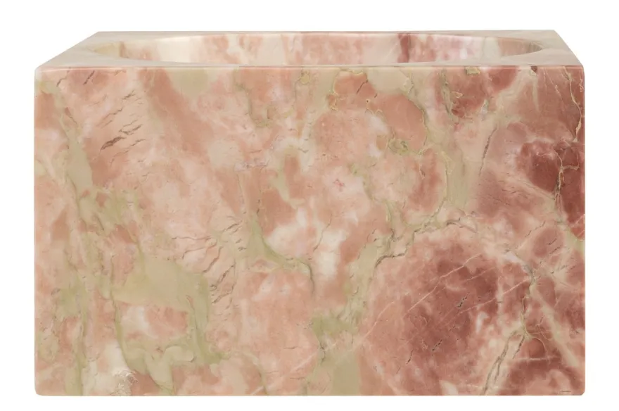 Casa Padrino Luxus Marmor Schale Rosa 18 x 18 x H. 11 cm - Hohe runde Deko Schale aus hochwertigem Rosalia Pink Marmor - Luxus Deko Accessoires