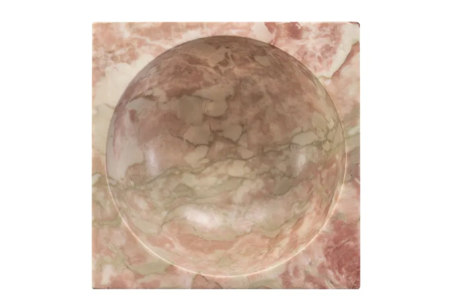 Casa Padrino Luxus Marmor Schale Rosa 18 x 18 x H. 11 cm - Hohe runde Deko Schale aus hochwertigem Rosalia Pink Marmor - Luxus Deko Accessoires