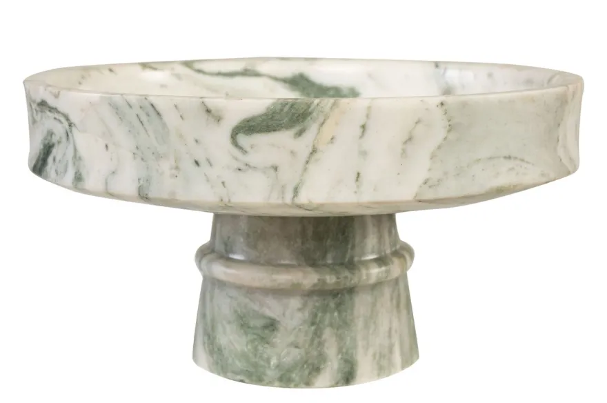 Casa Padrino Luxus Marmor Schale Grün 30 x 30 x H. 15 cm - Weit geöffnete Schale auf rundem Fuß aus hochwertigem Indian Green Onyx - Luxus Deko Accessoires