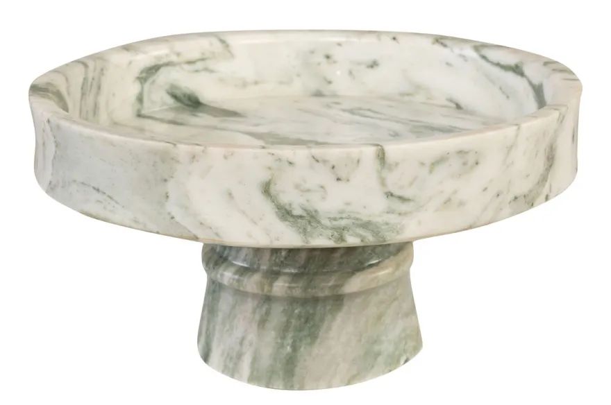 Casa Padrino Luxus Marmor Schale Grün 30 x 30 x H. 15 cm - Weit geöffnete Schale auf rundem Fuß aus hochwertigem Indian Green Onyx - Luxus Deko Accessoires
