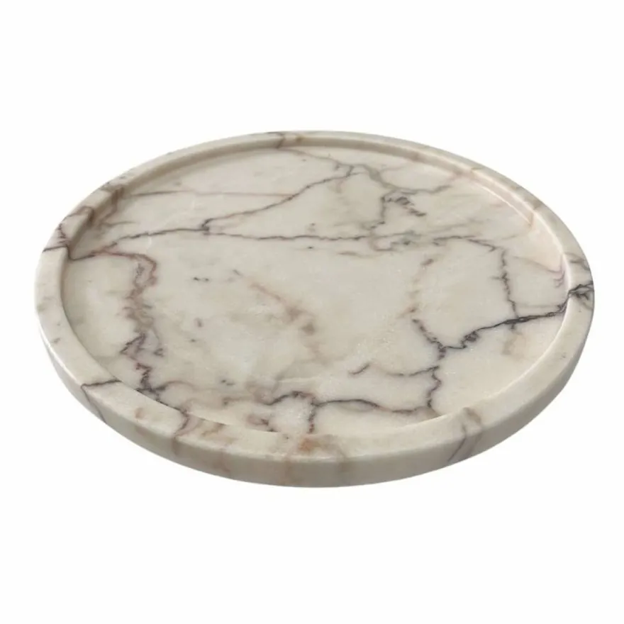 Casa Padrino Luxus Marmor Serviertablett Creme Ø 33,5 cm - Gastronomie Accessoires