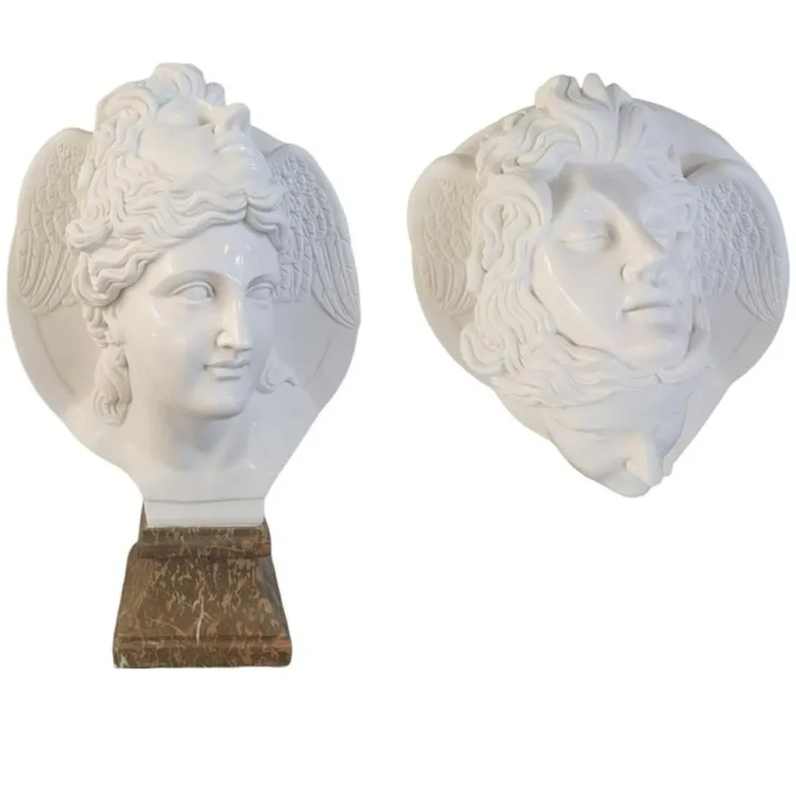 Casa Padrino Luxus Marmor Skulptur Büste Hypnos Weiß / Braun - Handgefertigte Marmorbüste - Deko Skulptur