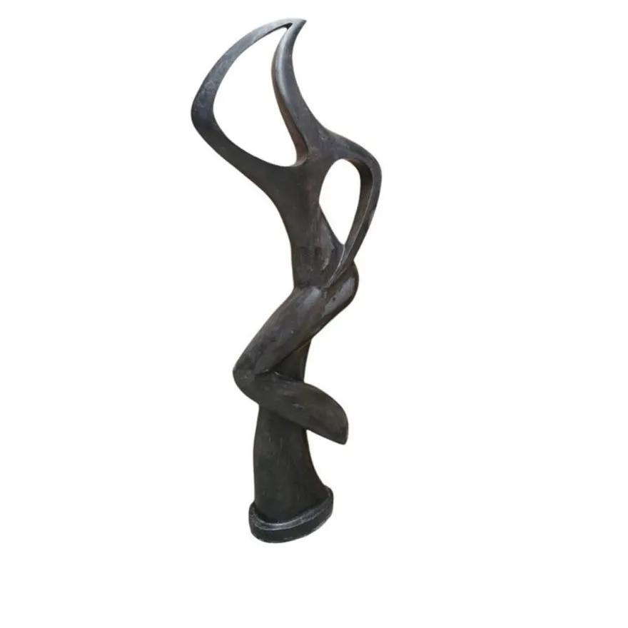 Casa Padrino Luxus Marmor Skulptur Tänzerin Abstrakt Schwarz 50 x 40 x H. 146 cm - Handgefertigte Marmorfigur - Große Moderne Deko Skulptur