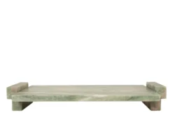 Casa Padrino Luxus Marmor Tablett Grün 40 x 25 x H. 6 cm - Rechteckiges Tablett mit Rand aus hochwertigem Indian Green Onyx - Luxus Deko Accessoires