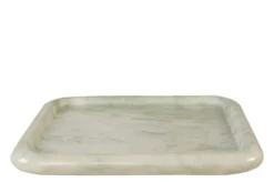 Casa Padrino Luxus Marmor Tablett Grün 40 x 40 x H. 3,5 cm - Quadratisches Tablett mit flach erhöhtem Rand aus hochwertigem Indian Green Onyx - Luxus Deko Accessoires