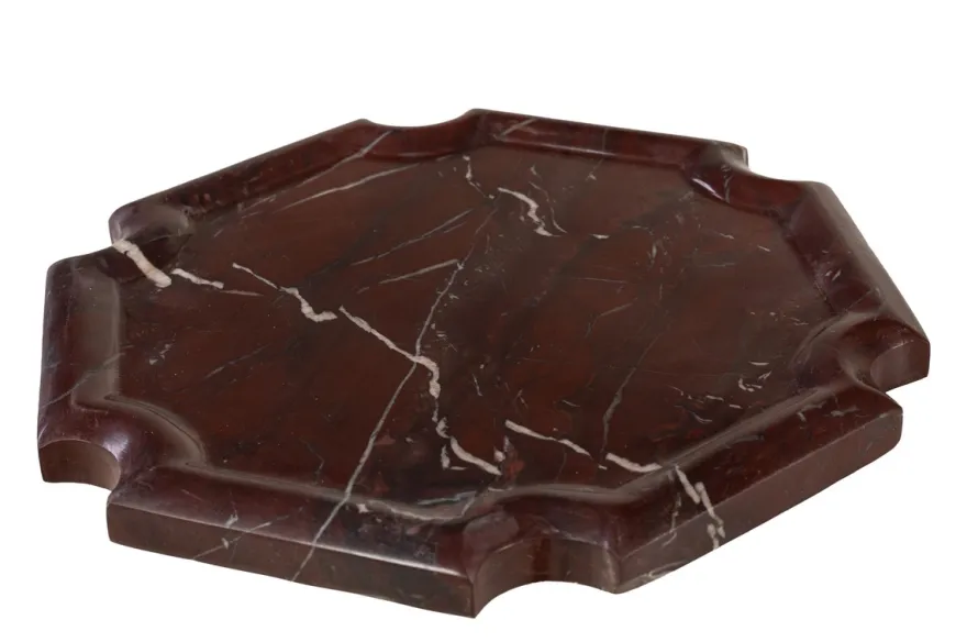 Casa Padrino Luxus Marmor Tablett Weinrot 21 x 21 x H. 2 cm - Flaches quadratisches Tablett aus hochwertigem Rosso Levanto Marmor - Luxus Deko Accessoires
