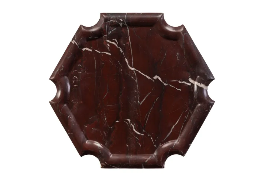 Casa Padrino Luxus Marmor Tablett Weinrot 21 x 21 x H. 2 cm - Flaches quadratisches Tablett aus hochwertigem Rosso Levanto Marmor - Luxus Deko Accessoires