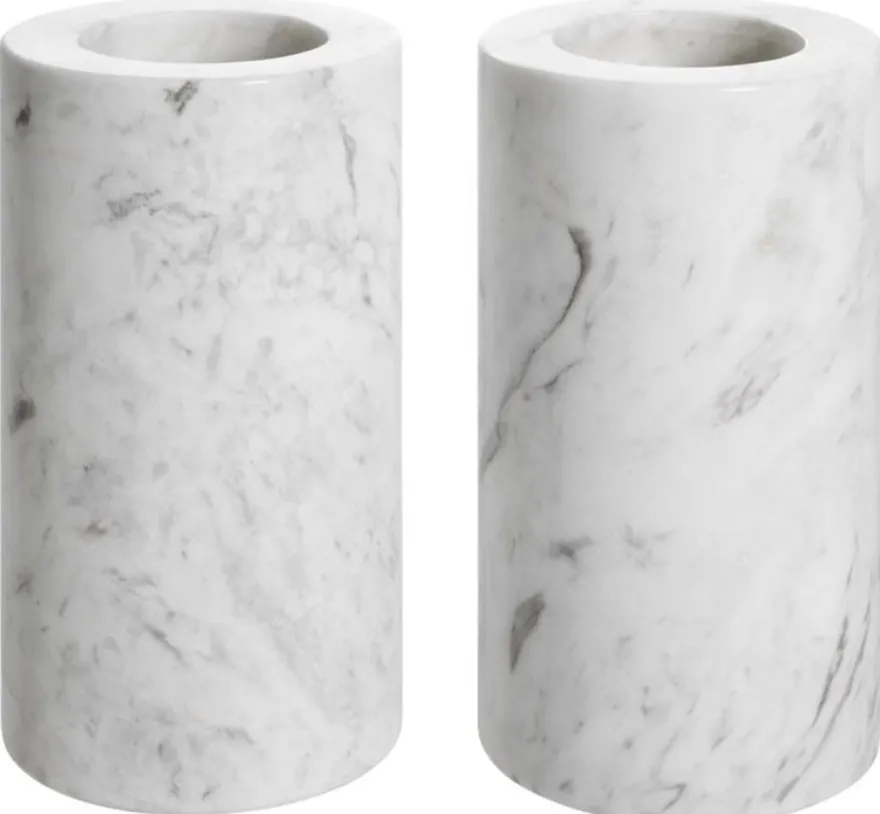 Casa Padrino Luxus Marmor Teelichthalter Set Weiß Ø 10 x H. 18 cm - Luxus Qualität