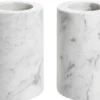 Casa Padrino Luxus Marmor Teelichthalter Set Weiß Ø 10 x H. 15 cm - Luxus Qualität