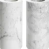 Casa Padrino Luxus Marmor Teelichthalter Set Weiß Ø 10 x H. 21 cm - Luxus Qualität