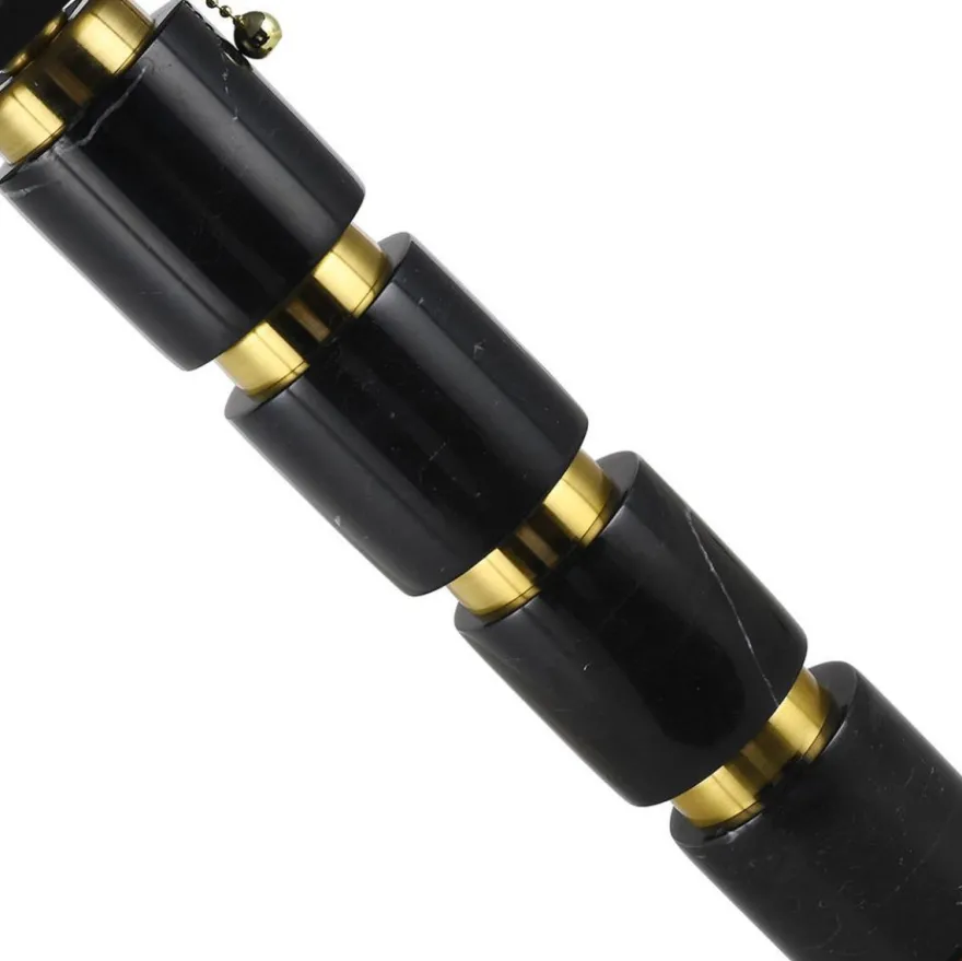 Casa Padrino Luxus Marmor Tischleuchte Schwarz / Gold H. 70 cm