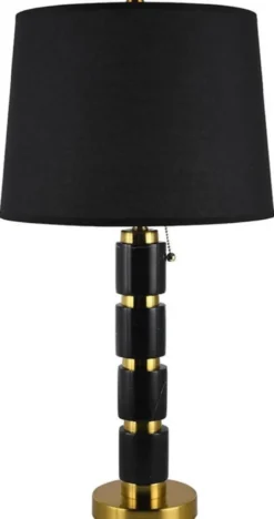 Casa Padrino Luxus Marmor Tischleuchte Schwarz / Gold H. 70 cm