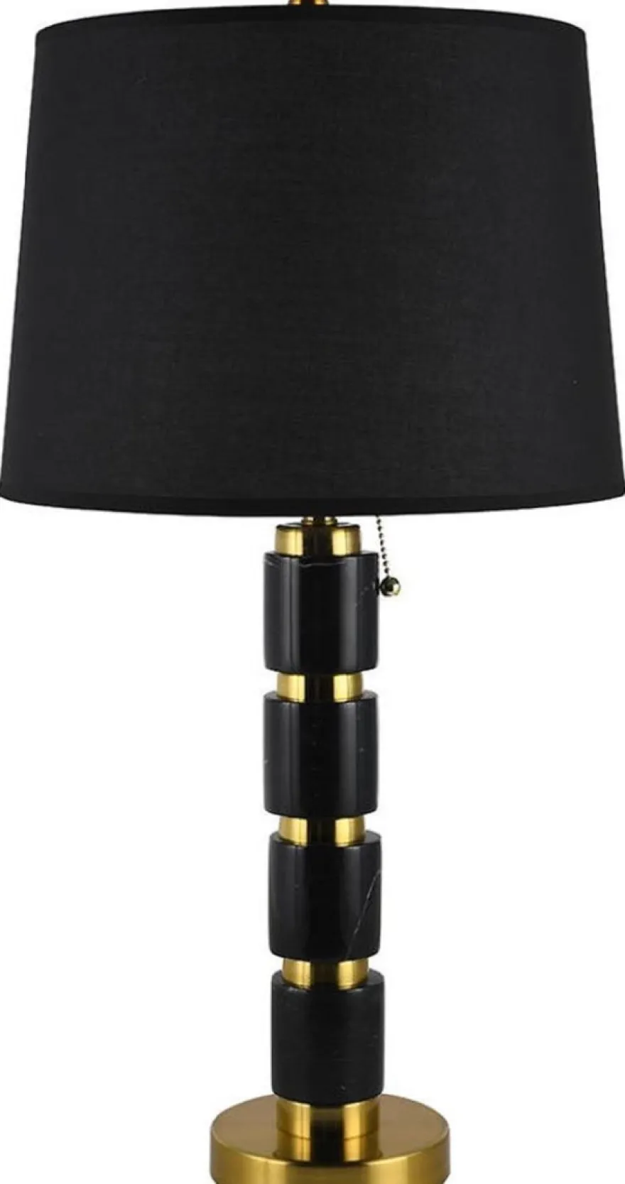 Casa Padrino Luxus Marmor Tischleuchte Schwarz / Gold H. 70 cm