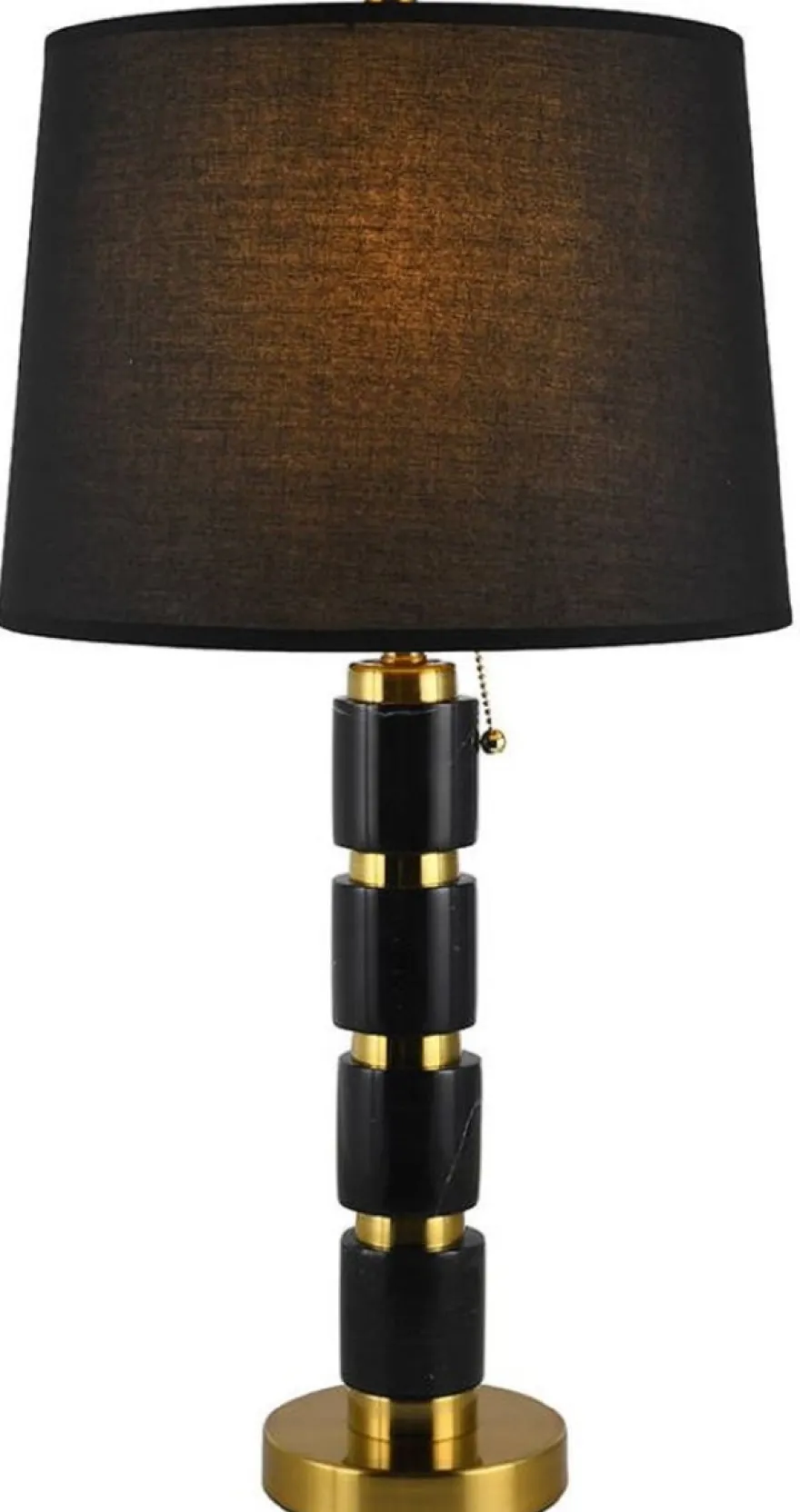 Casa Padrino Luxus Marmor Tischleuchte Schwarz / Gold H. 70 cm