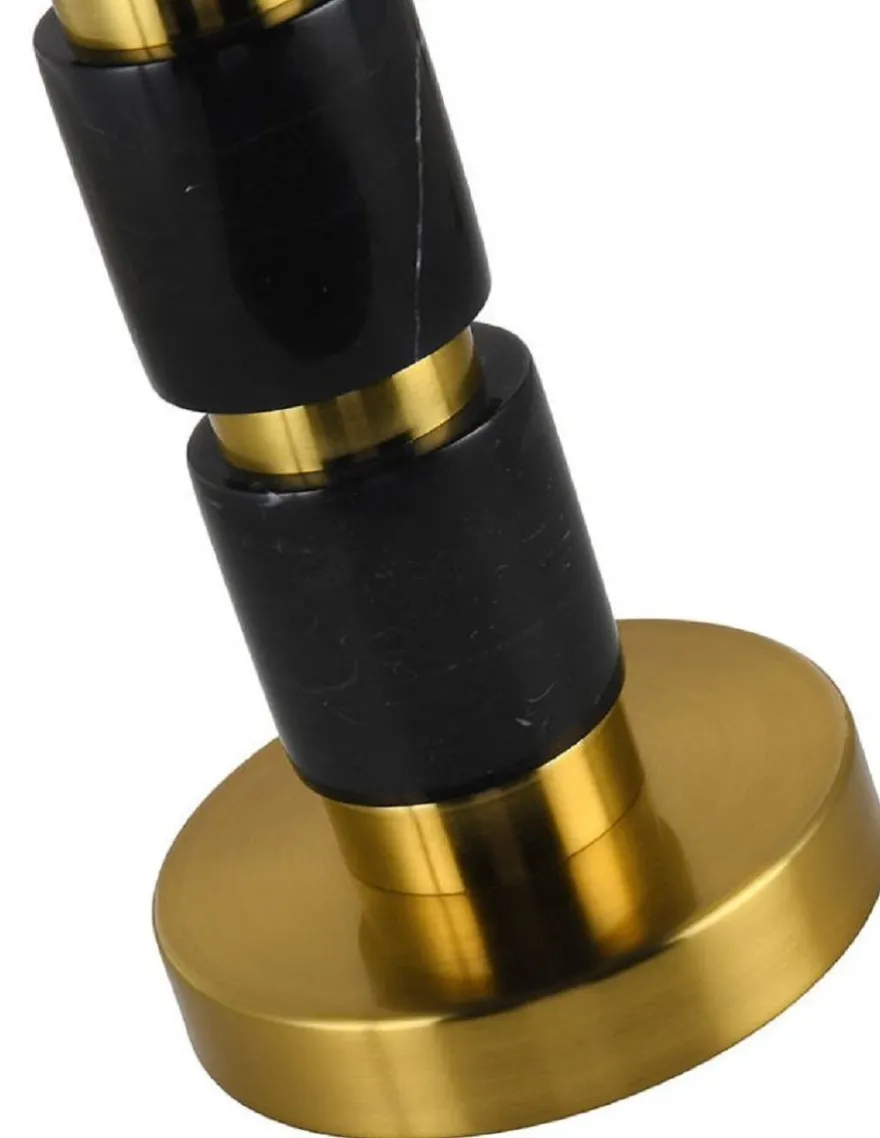 Casa Padrino Luxus Marmor Tischleuchte Schwarz / Gold H. 70 cm
