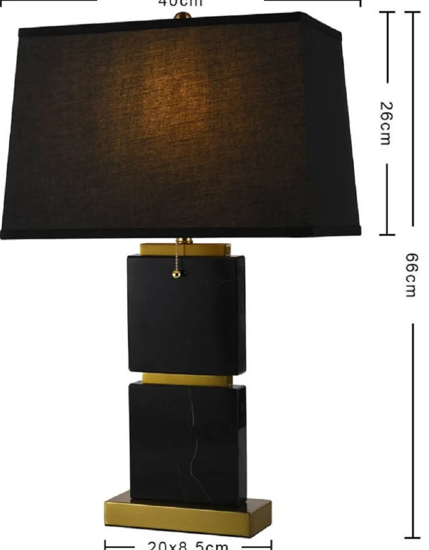Casa Padrino Luxus Marmor Tischleuchte Schwarz / Gold H. 66 cm