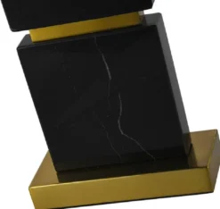 Casa Padrino Luxus Marmor Tischleuchte Schwarz / Gold H. 66 cm