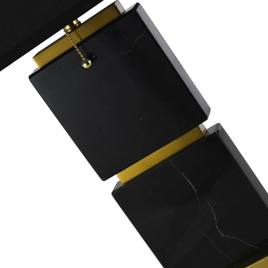 Casa Padrino Luxus Marmor Tischleuchte Schwarz / Gold H. 66 cm