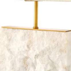 Casa Padrino Luxus Marmor Tischleuchte Weiß / Antik Messing H. 55 cm - Marmor Schreibtischleuchten