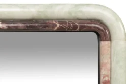 Casa Padrino Luxus Marmor Wandspiegel Grün / Rosa 60 x 2,5 x H. 100 cm - Edler Spiegel mit Marmorrahmen - Luxus Wohnzimmer Accessoires