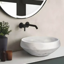 Casa Padrino Luxus Marmor Waschbecken Schale Weiß Ø 42 cm - Luxus Badezimmer Accessoires