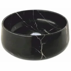 Casa Padrino Luxus Marmor Waschbecken Schale Schwarz Ø 42 cm - Marmor Badezimmer Accessoires
