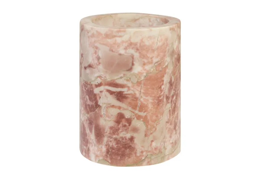 Casa Padrino Luxus Marmor Weinkühler Rosa Ø 14 x H. 18 cm - Massiver Flaschenkühler aus hochwertigem Rosalia Pink Marmor - Luxus Bar Accessoires