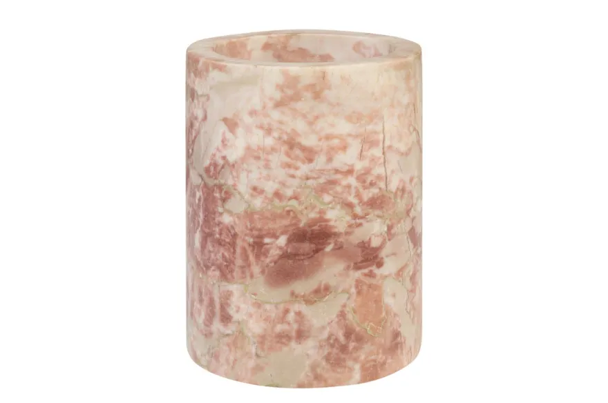 Casa Padrino Luxus Marmor Weinkühler Rosa Ø 14 x H. 18 cm - Massiver Flaschenkühler aus hochwertigem Rosalia Pink Marmor - Luxus Bar Accessoires