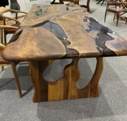 Casa Padrino Luxus Massivholz Epoxidharz Esstisch Braun 200 cm