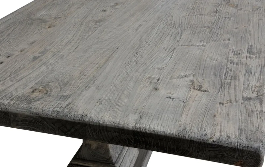 Casa Padrino Luxus Massivholz Esstisch Grau 180 x 90 x H. 76 cm - Rechteckiger Küchentisch aus hochwertigen unbehandeltem Altholz
