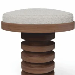 Casa Padrino Luxus Massivholz Barhocker Braun / Creme / Messing H. 75 cm - Premium Qualität