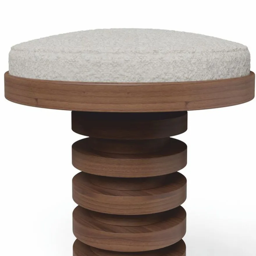 Casa Padrino Luxus Massivholz Barhocker Braun / Creme / Messing H. 75 cm - Premium Qualität