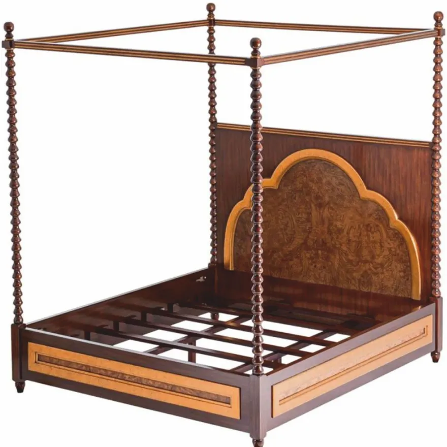 Casa Padrino Luxus Massivholz Himmelbett Braun - Hotel & Schlafzimmer Möbel