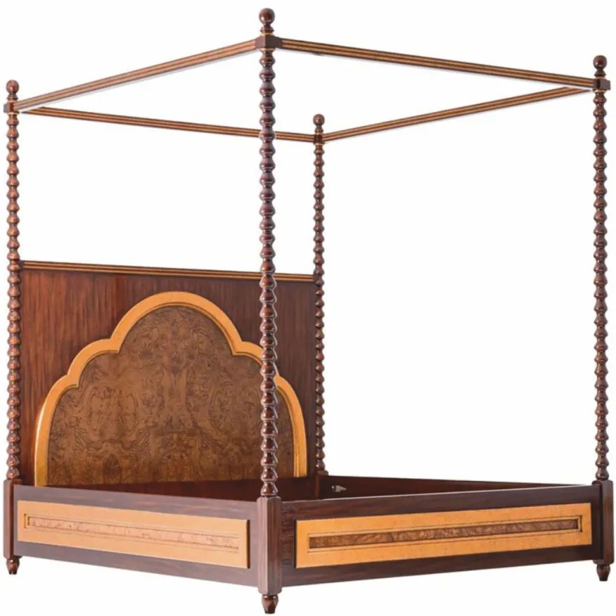 Casa Padrino Luxus Massivholz Himmelbett Braun - Hotel & Schlafzimmer Möbel